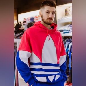 VINTAGE ADIDAS SET WOVEN PANTS TRIF+ ESSENTIAL FLEECE HOODIE **MATCHING*